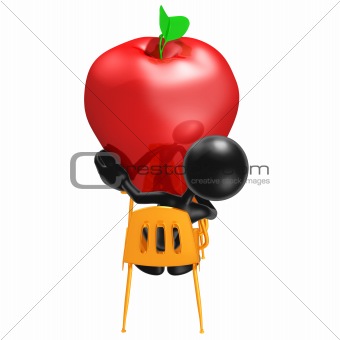 Student With Giant Apple On Desk