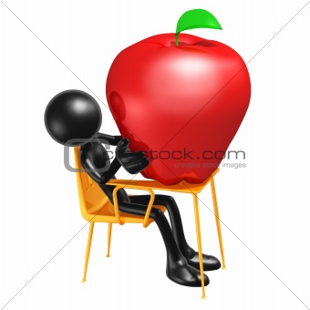 Student With Giant Apple On Desk