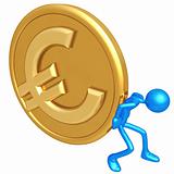 Pushing Gold Euro Coin