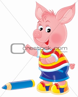 Piglet and pencil