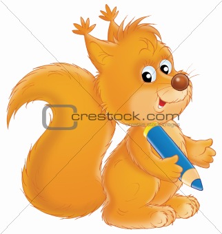 Squirrel with a pencil