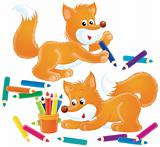 Fox and pencils