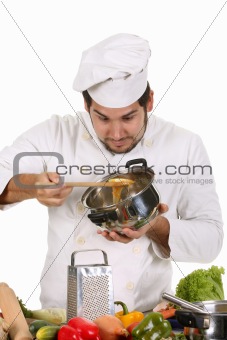 young chef preparing lunch 