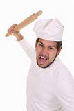 Mad chef with rolling pin