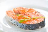 slice of fresh salmon and healthy