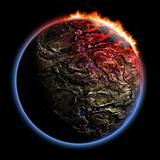 3D render planet with fire corona effect