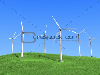 white wind turbines