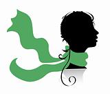 Beautiful woman, head silhouette for your design