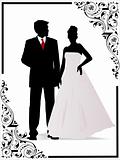 vector frame, Just married good looking couple
