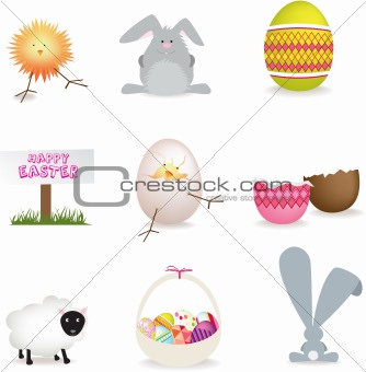 Easter icon vector set