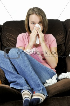 Teenage girl with a cold