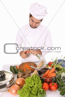 young chef preparing lunch