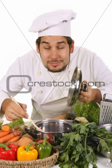 chef smelling 