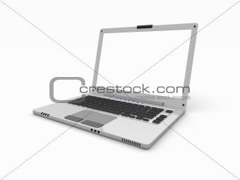 3d Laptop with Empty white screen