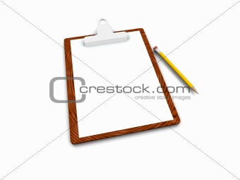 3d clipboard with blank page