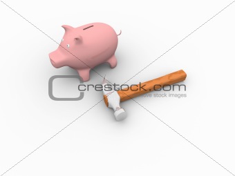 Piggy Bank with hammer