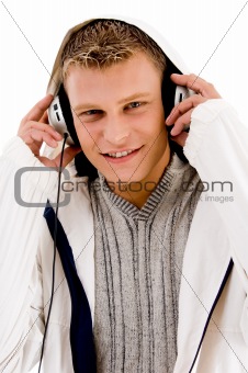 cool handsome guy enjoying songs