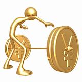 Weight Lifting Gold Yen Coins
