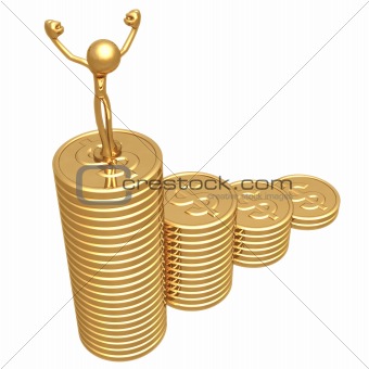 Profit Growth Gold Dollar Coins Business Graph