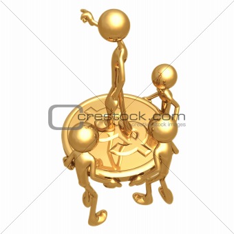 Leader Carried On Gold Dollar Coin
