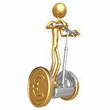 Electric Scooter With Gold Euro Coin Wheels
