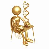 Golden Student With DNA Above School Desk