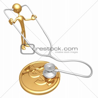 Checking Financial Health Of Dollar With Stethoscope