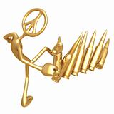 Peace Symbol Kicking Golden Bullets