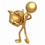 Holding Golden Piggy Bank