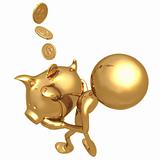 Catching Coins In Golden Piggy Bank