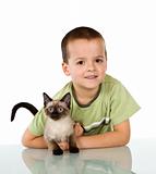 Boy with his kitten