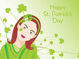  green shamrock background with lovely girl 17 march