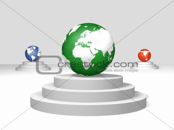world globes on a pedestals