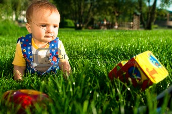 Baby on the lawn