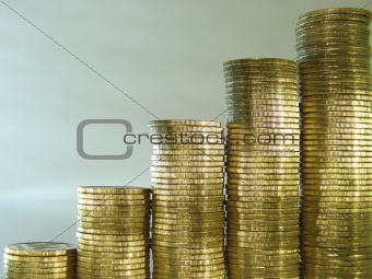 Folded stack of coins in the form of charts