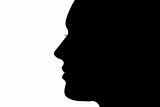 Meditating woman silhouette