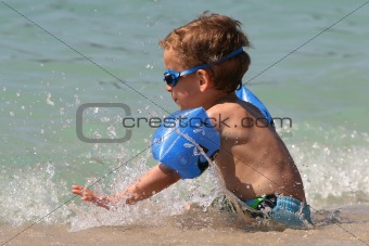 Young boy in the sea