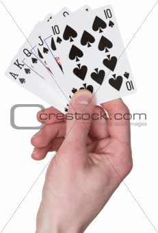 Playing card on hand