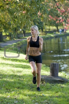 blond girl running