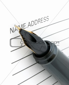 pen tip and address book