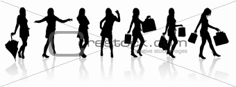 Vector silhouettes girls