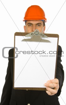 engineer holding clipboard
