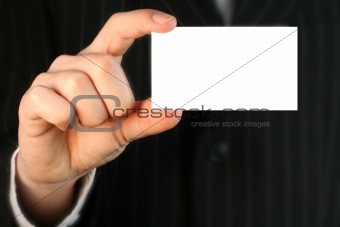 Business man with white card