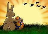 Rabbit egg and sun