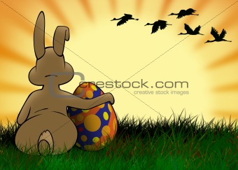 Rabbit egg and sun