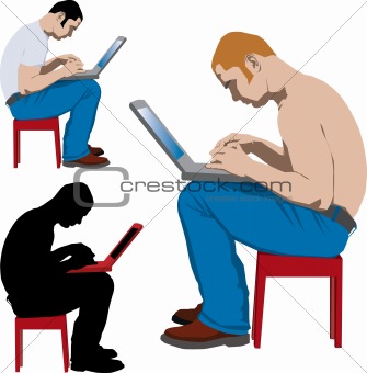 Young man working with laptop