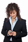 Business woman send a SMS