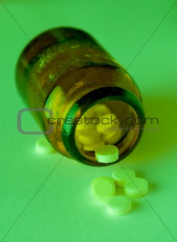 Drugs in a glass bottle