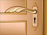 Vector brown door with handle
