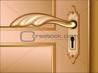 Vector brown door with handle